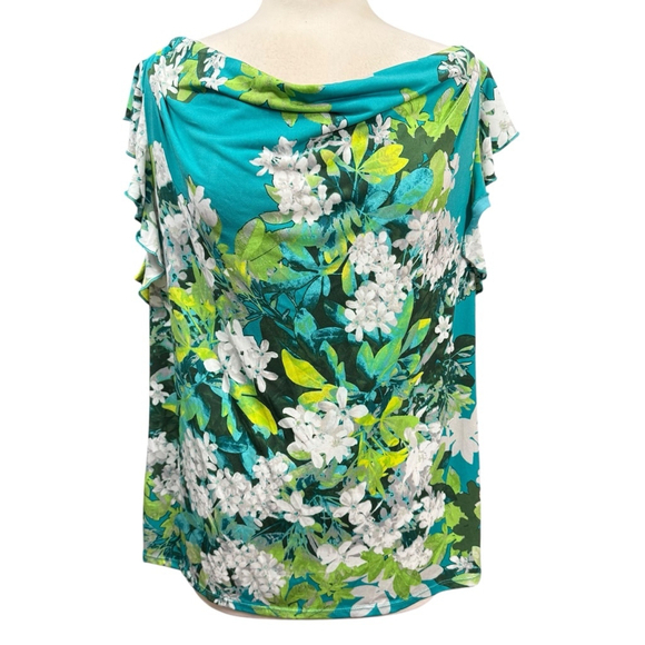 Worthington Top XL Teal Floral - Picture 1 of 9